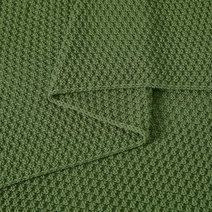 Longhui bedding Olive Green Knitted Throw Blanket for Couch, Soft, Cozy Machine Washable 100% Cotton Sofa Knit Blankets, Heavy 4.0lb Weight, 60 x 80 Inches, Olive Green Color.