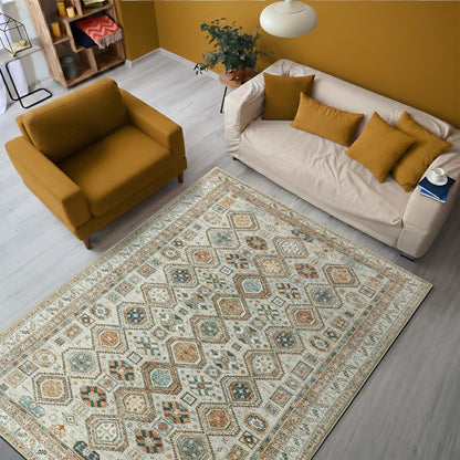 Keen Home Design 48"x72" Rug - Machine Washable Area Rug with Non-Slip Backing, Ideal for Living Room, Dining Room, Bedroom - Vintage, Easy Clean, Durable, Low Pile Rug - (4' x 6')