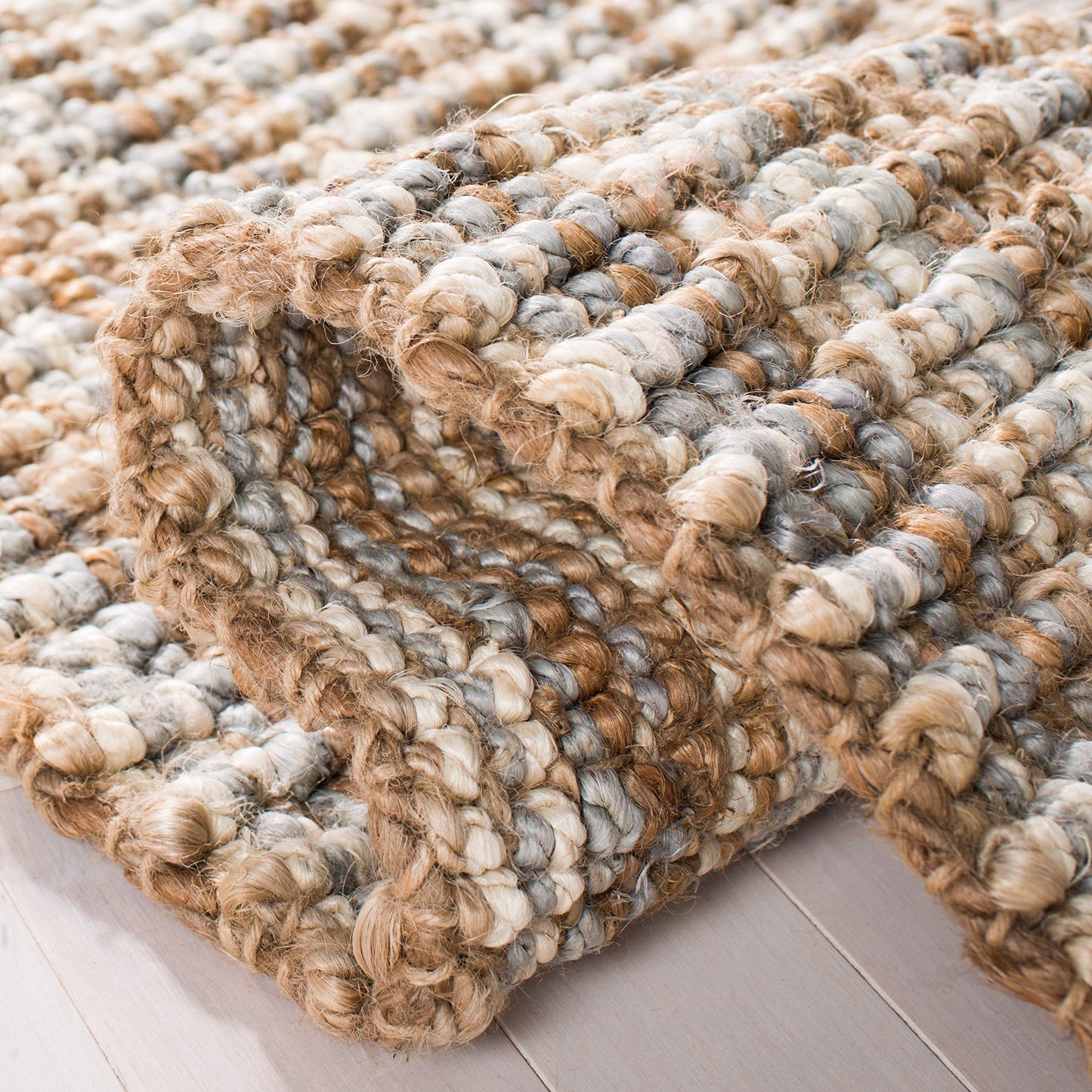 SAFAVIEH Area Rug 3x5 - Natural Fiber Collection - Grey & Natural Brown, Handmade Jute, Farmhouse Style, Chunky Textured Thick Pile (NF447K)