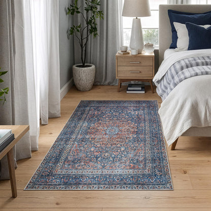 Bloom Rugs Washable Non-Slip 3' x 5' Rug - Multicolor Traditional Medallion Area Rug for Living Room, Bedroom, Dining Room, and Kitchen - Exact Size: 3' x 5'