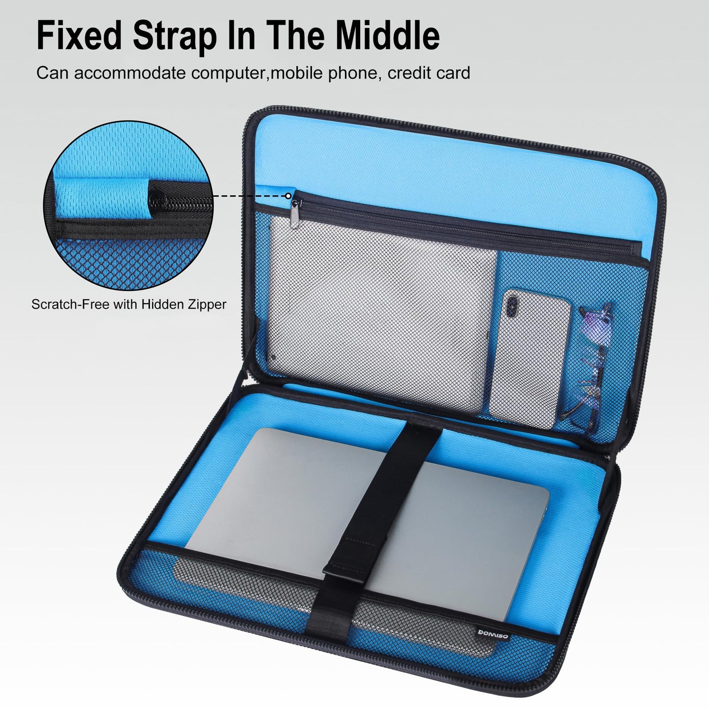 DOMISO 15.6-16 Inch Laptop Hard Case, Waterproof Shockproof Hard Shell Laptop Sleeve Protective Carrying Case with Retractable Handle for Macbook Pro/Lenovo IdeaPad Legion/HP ENVY/Dell XPS,Black