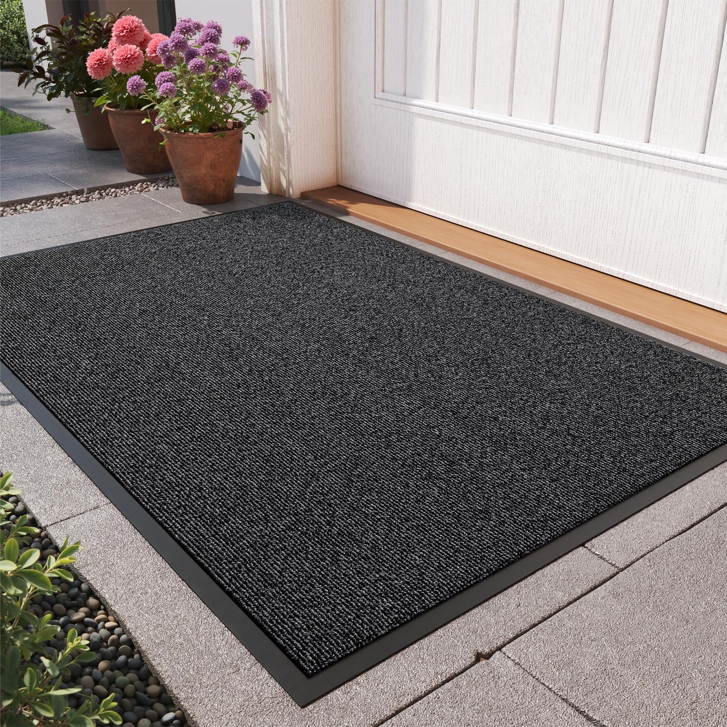 Quqei Front Door Mat Outside Entrance 31"x47", Heavy Duty Non Slip Doormat, Dirt Resistant Outdoor mat, Absorbent Welcome Mat for Front Door, Indoor, Entryway, Easy to Clean, Low Profile, Grey