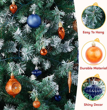 Joiedomi 36 Pcs Blue and Orange Christmas Tree Ornaments with Star Topper and Heart, Shatterproof Christmas Ball Ornaments Set, Assorted Xmas Hanging Decorations for Tree Wreath Garland Holidays