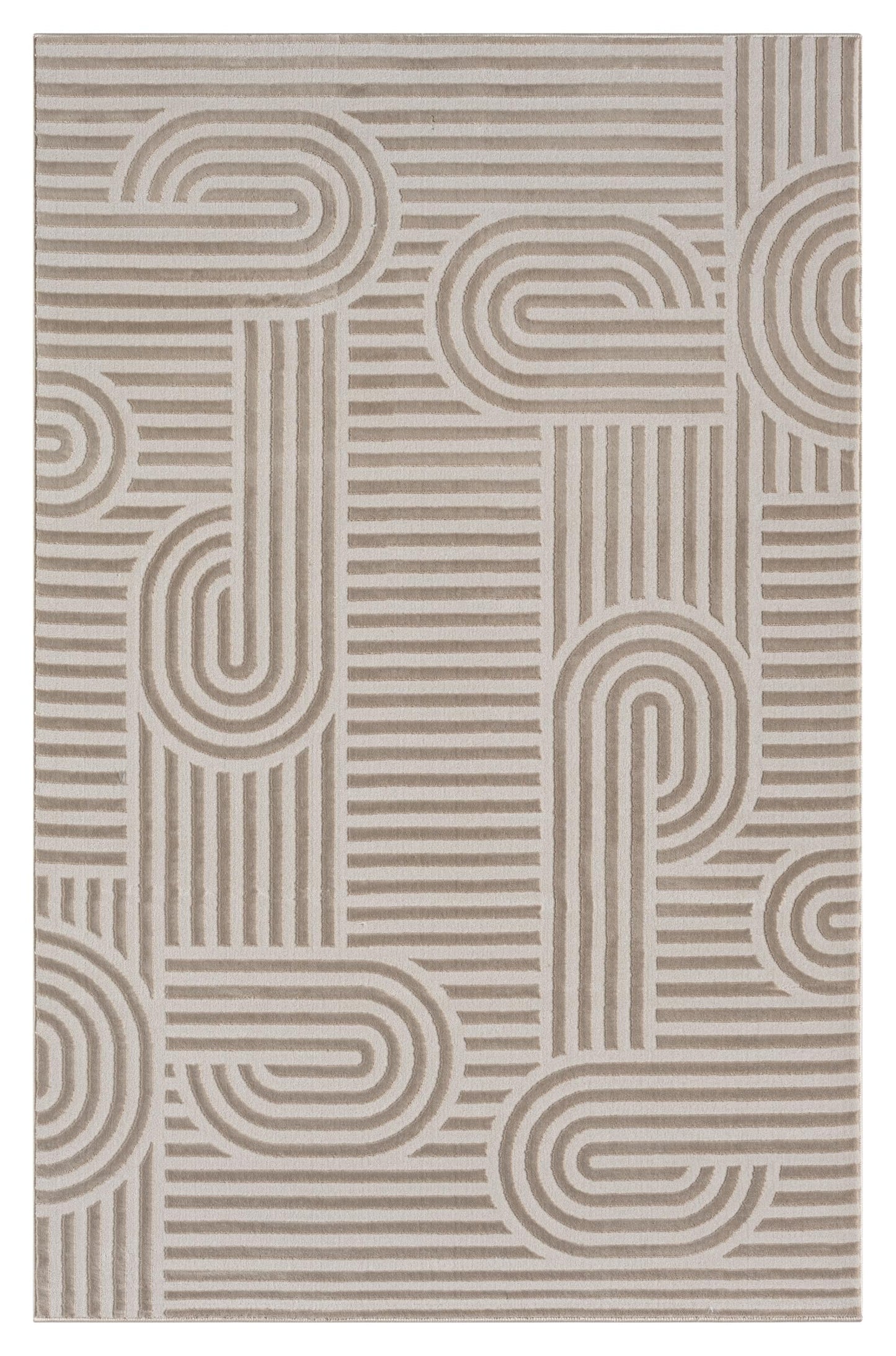 RUGGERRUGS Annabel Modern Geometric Area Rug for Living Room, 4x6 Contemporary Arched Linear Beige Neutral Rug, Stain Resistant Non-Shedding Carpet for Bedroom, Dining Room or Kitchen (4' x 6', Beige)