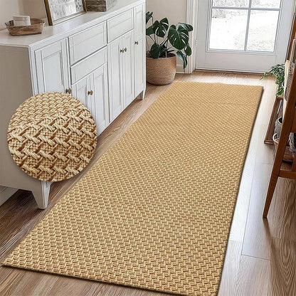 HAPACE Braided Rug Faux Jute Entryway Rug 2' x 6' Non-Slip Backing Machine Washable Natural Boho Area Rugs for Bathroom, Bedroom, Living Room, Doormat, Farmhouse, Laundry, Kitchen, Dining Light Brown