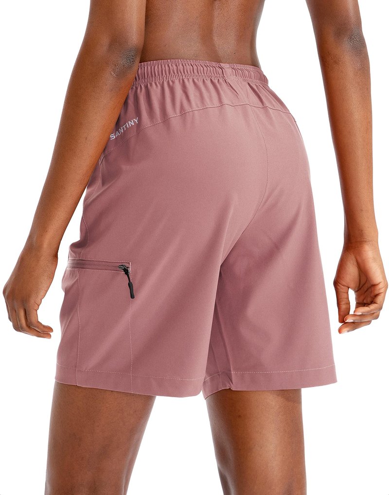 SANTINY Women's 5''/ 7''/9'' Hiking Cargo Shorts Quick Dry Lightweight Summer Shorts for Women Athletic Golf Zipper Pockets(Dusty Pink_XL)