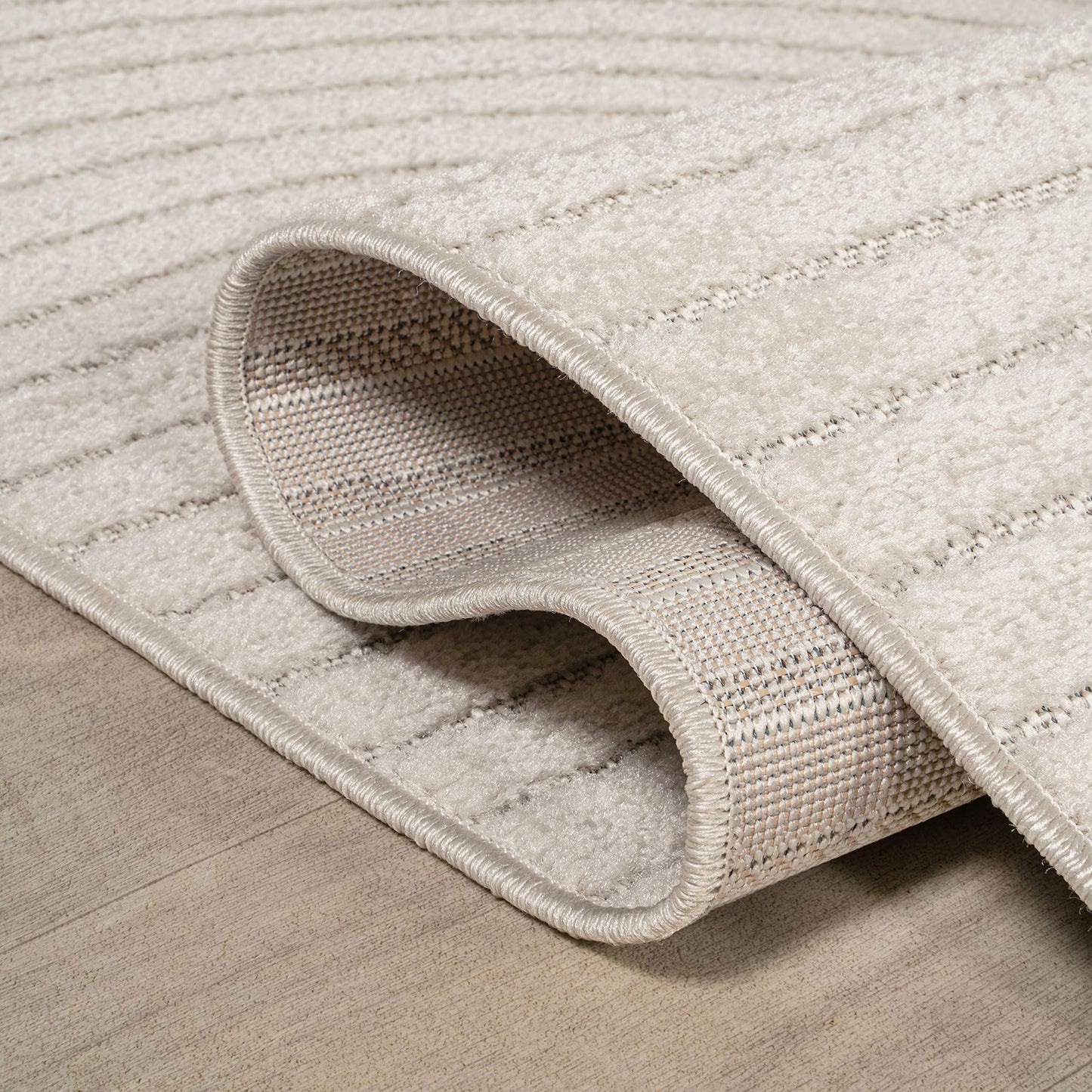 JONATHAN Y Hallie High-Low Curve Ivory/Cream Indoor/Outdoor Area Rug, 9x12, Minimalist, Pet Friendly, Non-Shedding, Stain Resistant, Hose-Washable for Backyard, Patio, Porch (SCN100B-9)