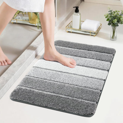 COSY HOMEER Bathroom Rugs 24 x 17, Ultra Soft Absorbent Bath Mat, Non-Slip TPR Backing Stays in Place, Machine Washable Shaggy Rug for Bathroom Floor, Grey