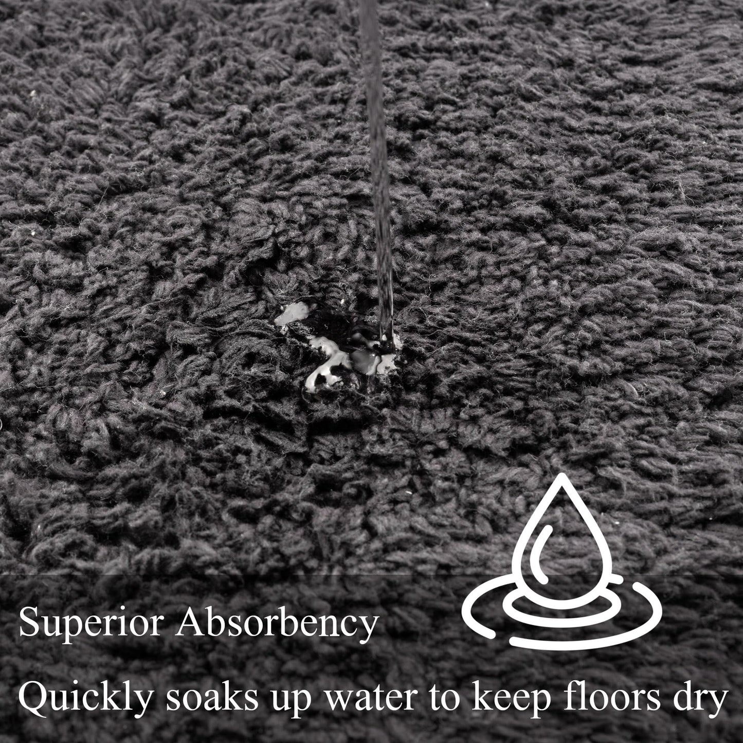 Barossa Design Reversible Cotton Bathroom Runner Rug - 22 x 60 Inch Long Bath Mat Washable & Soft Absorbent, Large Bath Rug for Bathroom Floor, Double Sink Vanity - Charcoal, 22x60 XL