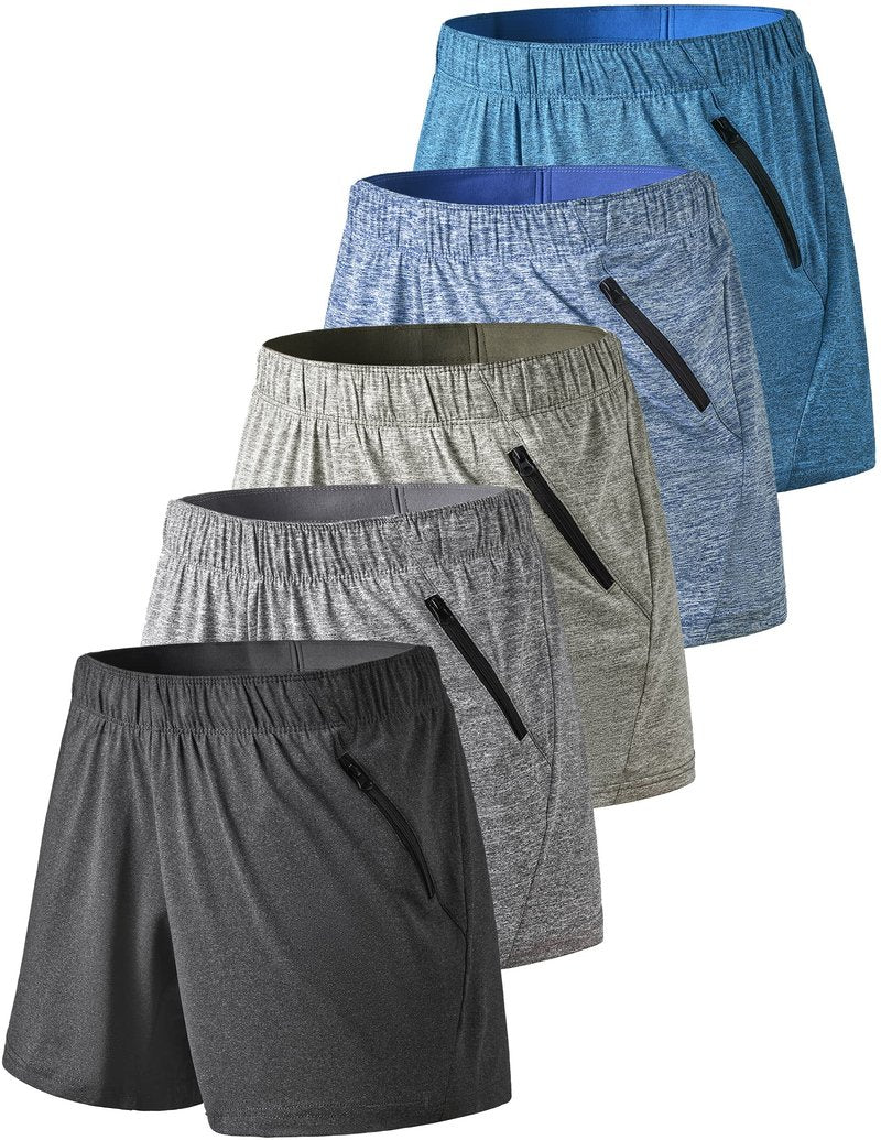 Liberty Imports 1 or 5 Pack Womens Lounge Workout Shorts with Zipper Pockets 5" Inseam Lightweight Athletic Casual Shorts
