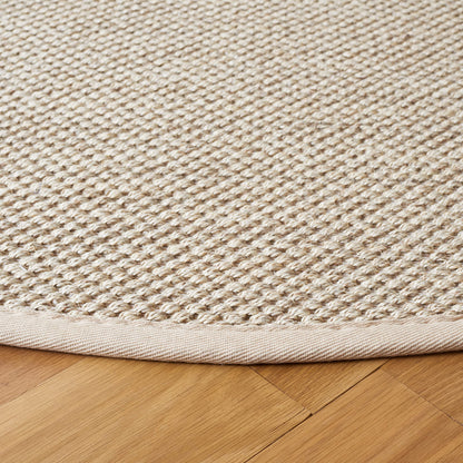 SAFAVIEH Area Rug 9' Round - Natural Fiber Collection - Marble & Beige, Sisal, Woven Design with Border (NF143C)