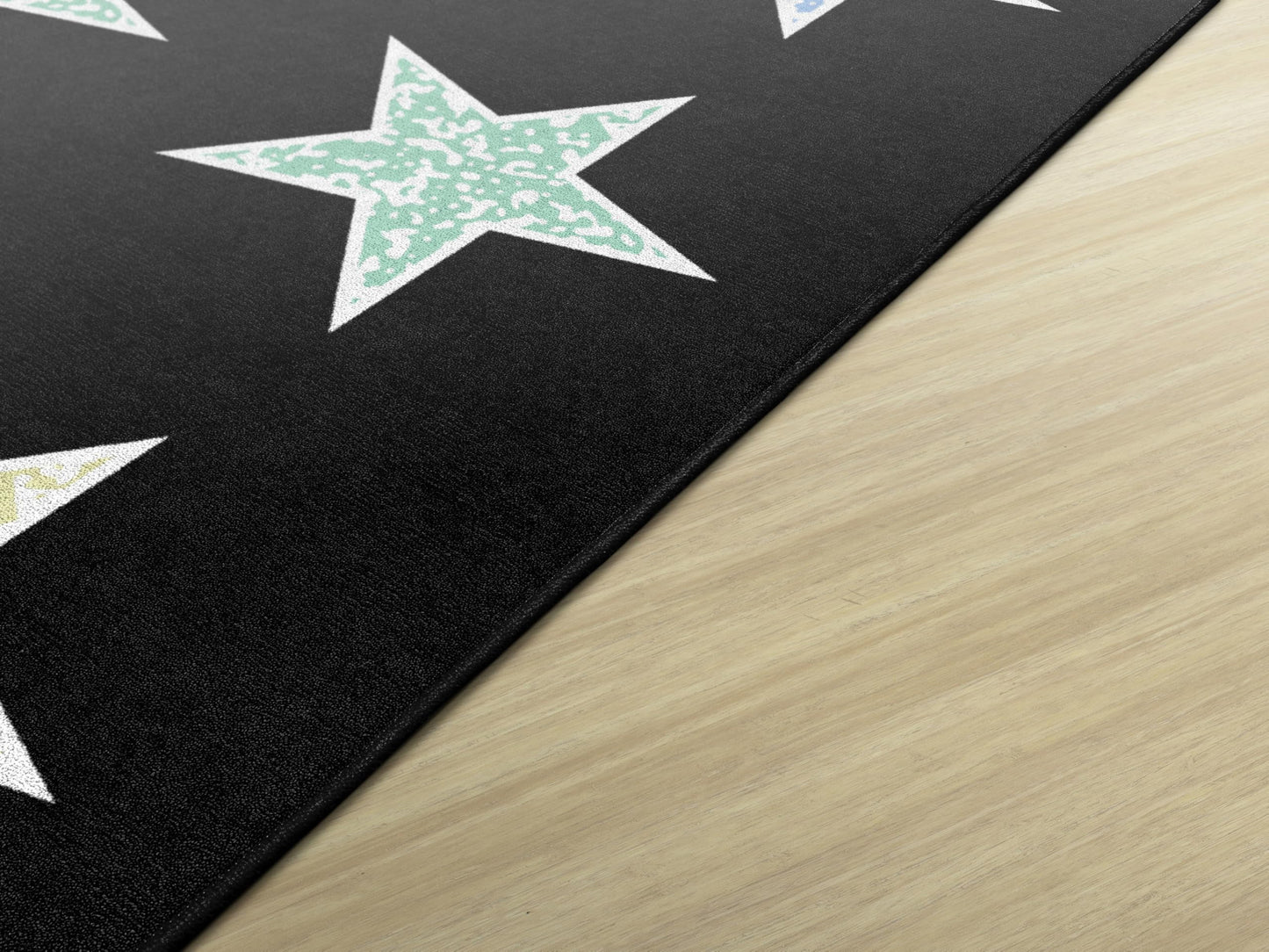 Flagship Carpets Composition Stars Pastel Classroom Educational Area Rug for Kids and Teachers, Durable Quality for Schools, Preschool, Daycare, Learning Centers, and Home, 10'6" x 13'2" - Black