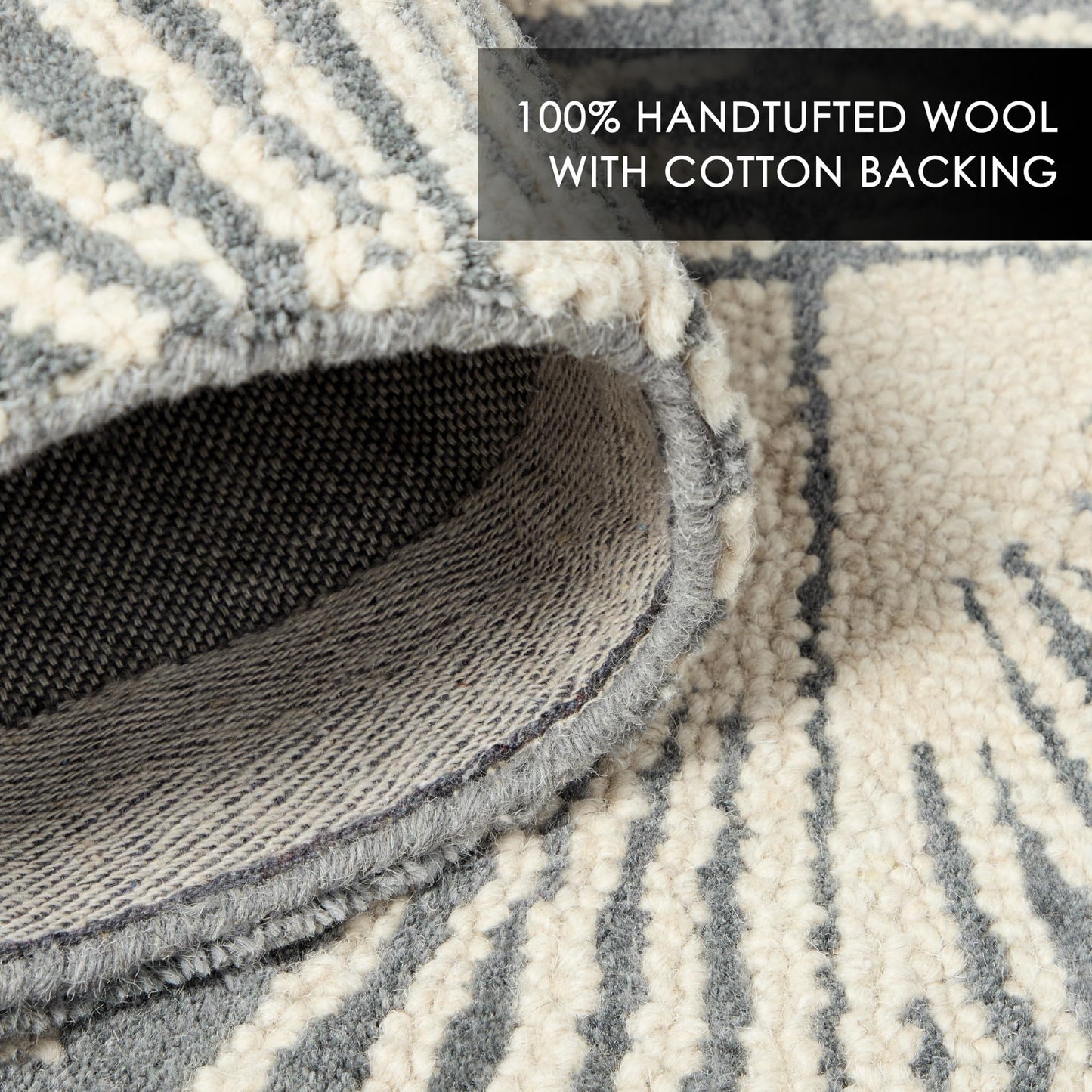 Nicole Miller New York Kendall Fluted Geo Handcrafted Area Rug, 100% Wool Rug, Grey, 3'x5'