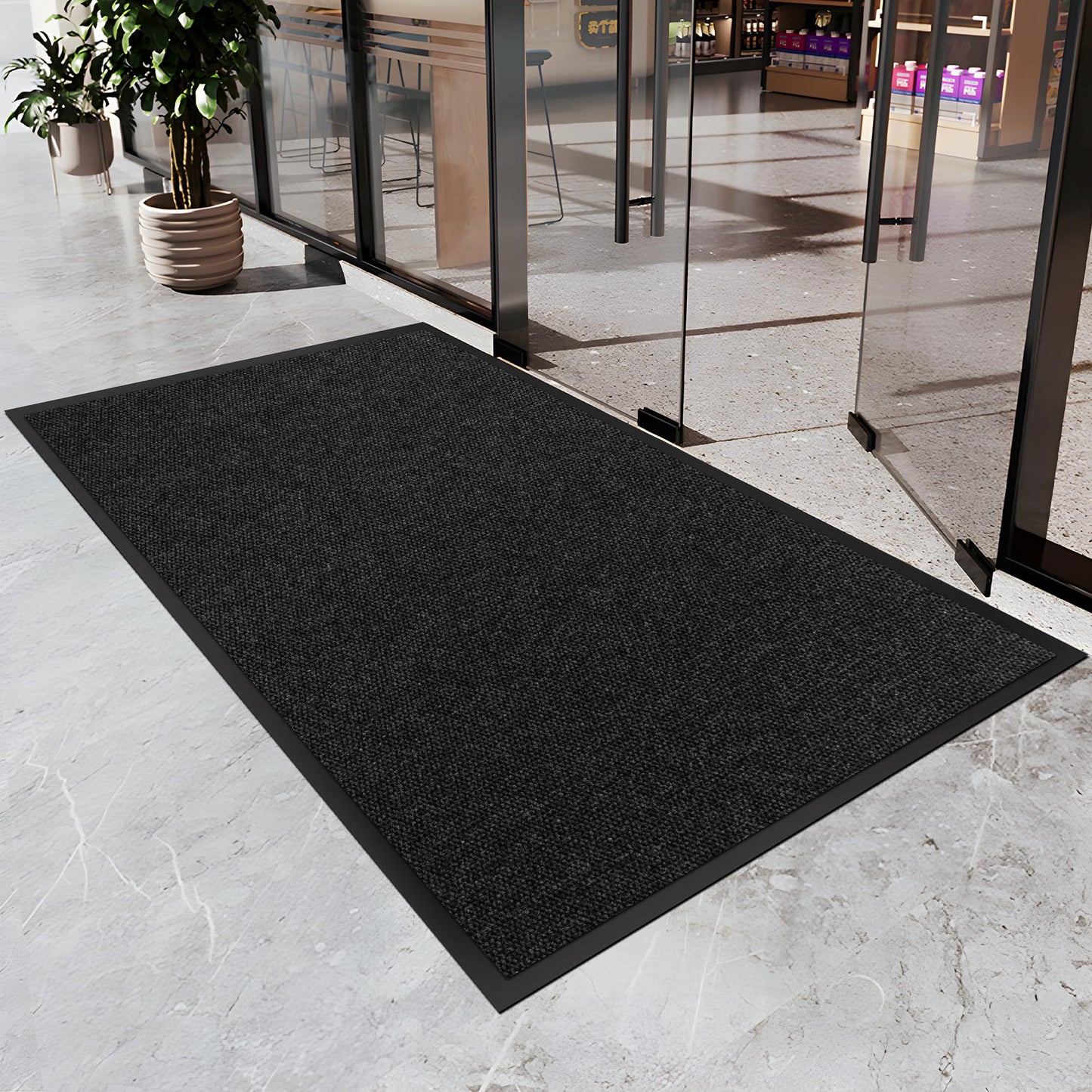 3′ x 5′ Front Doormat Indoor Outdoor Entrance, Commercial Door Mat Heavy Duty Trap Dirt and Moisture Entryway Floor mat, Custom Size Non Slip Rubber Backing Welcome Mat for High Traffic Area