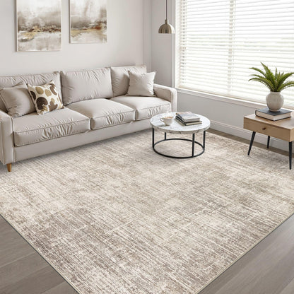 8x10 Area Rugs Living Room: Washable Large Neutral Brown Rug Abstract Soft Modern Stain Resistant Indoor Floor Non-Slip Carpet for Bedroom Nursery Kids Office Playroom Dining Room Under Table Home
