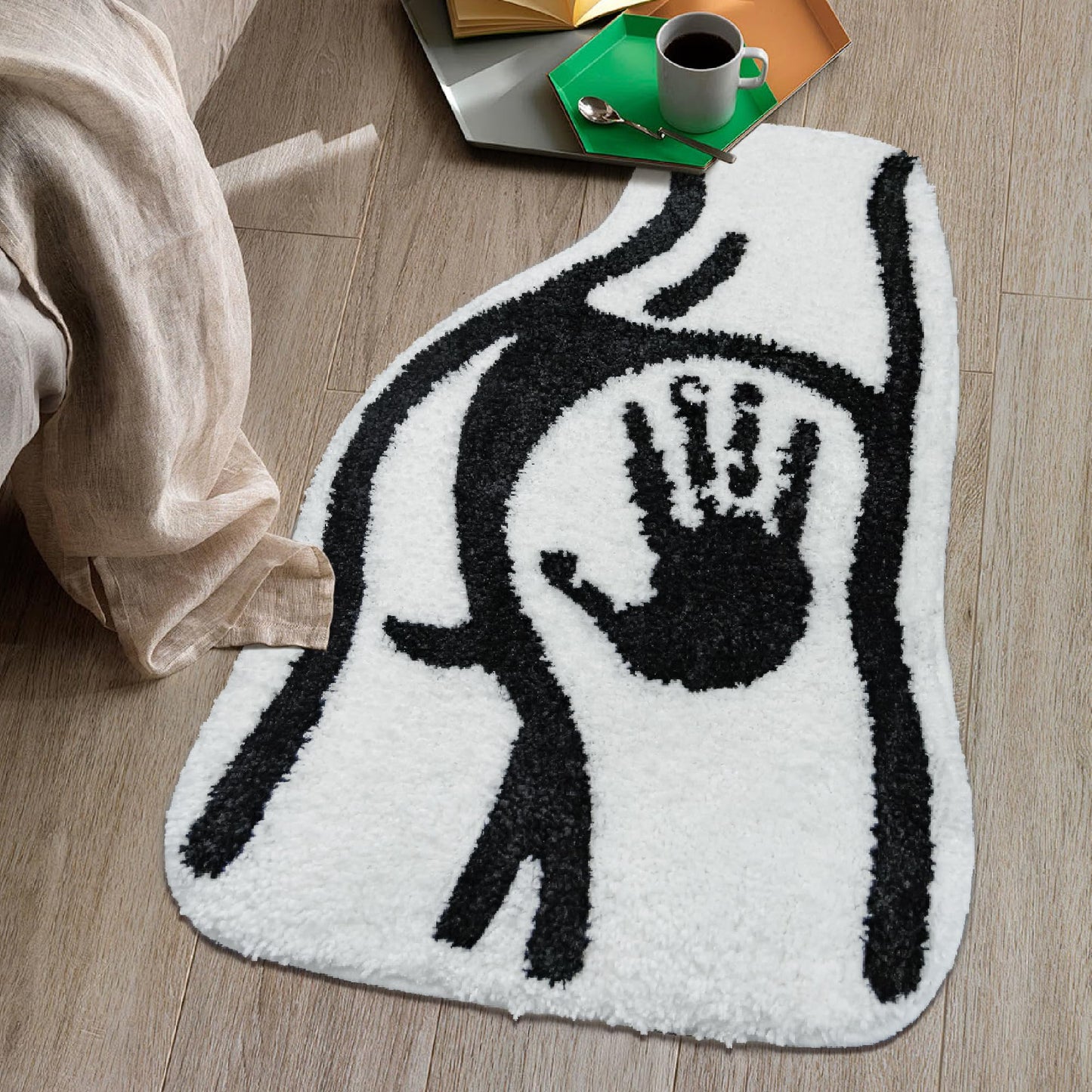 Didswuit Female Body Shape Tufted Bath Rug, Funny Hands Pattern Bathmat Carpet, 23.6"x15.8" Abstract Washable Absorbent Floor Mat Home Décor for Bathroom Living Room Non-Slip Doormat