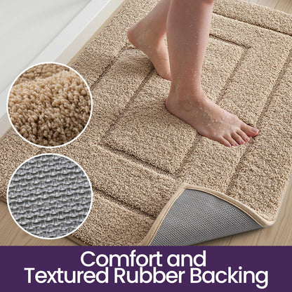 DEXI Bathroom Rug 32x20, Non Slip Washable Bath Mat for Shower Floor, Absorbent Soft Bathmat with Rubber Backing, Quick Dry Microfiber Carpet, Beige