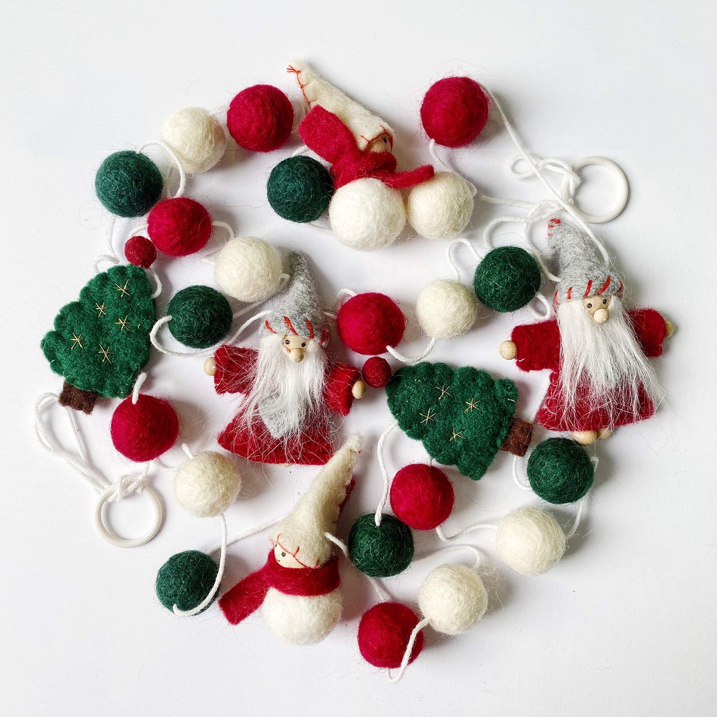 pinkblume Wool Felt Christmas Garland Wool Felt Snowman Xmas Tree Santa Claus Banner Pom Pom Garland Bunting Christmas Decortations Clearance for Home Fireplace Windows Indoor Outdoor Christmas Decor