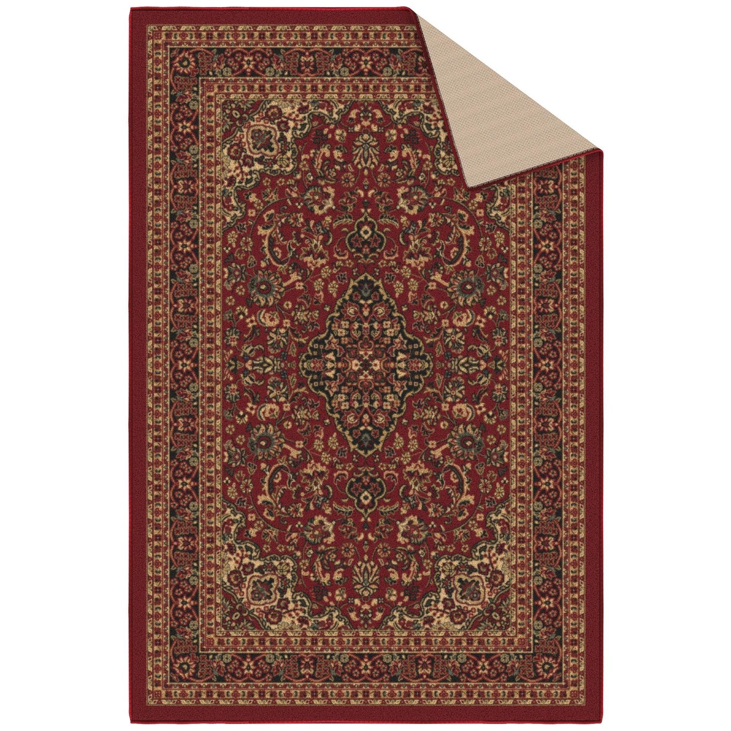 Ottomanson 3'3" x 4'7" Rugs for Living Room Oriental Area Rug for Bedroom - Non Slip Durable Large Floor Carpet for High Traffic Areas - Indoor Rug for Dining Room Kitchen Kids Playroom, Red