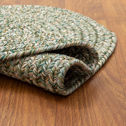 Super Area Rugs Rustic Farmhouse Living Indoor/Outdoor Reversible Braided Rug - Made in USA - Green Mix 2' X 3' Oval