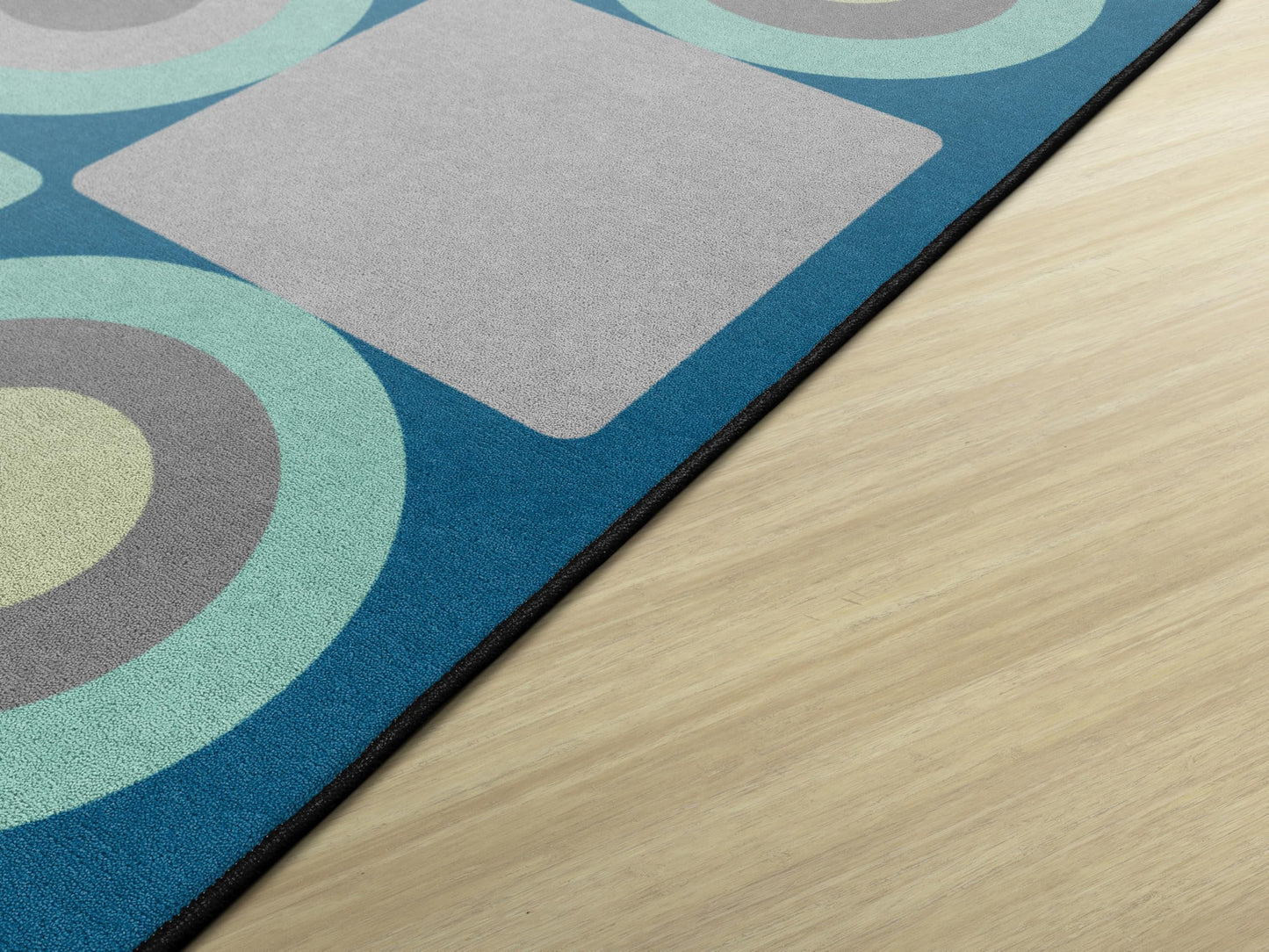 Flagship Carpets Tranquil Squares Classroom Rug for Preschools or Kindergarten, Calming Seating Design Area Rug for Reading Corner Circle Time, Durable Educational Rug for Daycares, 7'6" x 12' - Blue