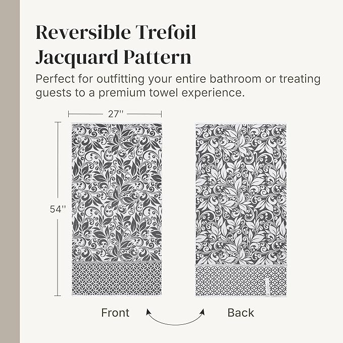 Modern Threads Trefoil Filigree 6-Piece 100% Cotton Towel Set – Reversible Yarn