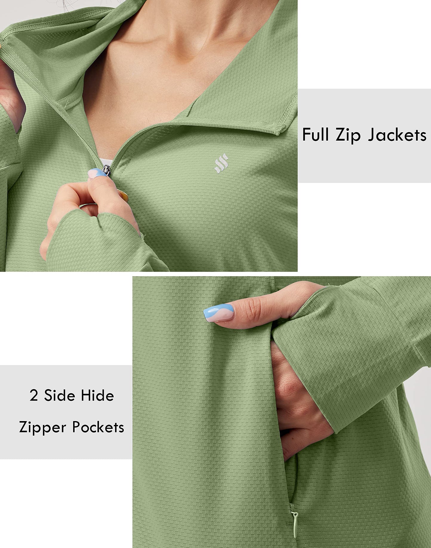 Soothfeel Women's UPF 50+ Sun Protection Hoodie Jacket Lightweight Long Sleeve Sun Shirt for Women with Pocket Hiking Outdoor(Olive, Small)