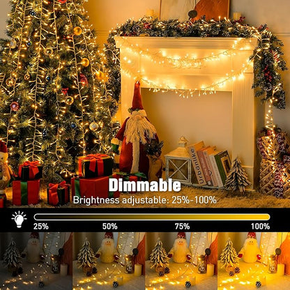JMEXSUSS Warm White 1000 LED Christmas Cluster Lights Plug in, 50ft Christmas String Lights Outdoor Waterproof with Remote, 8 Modes Christmas Tree Lights for Christmas Tree Wreath