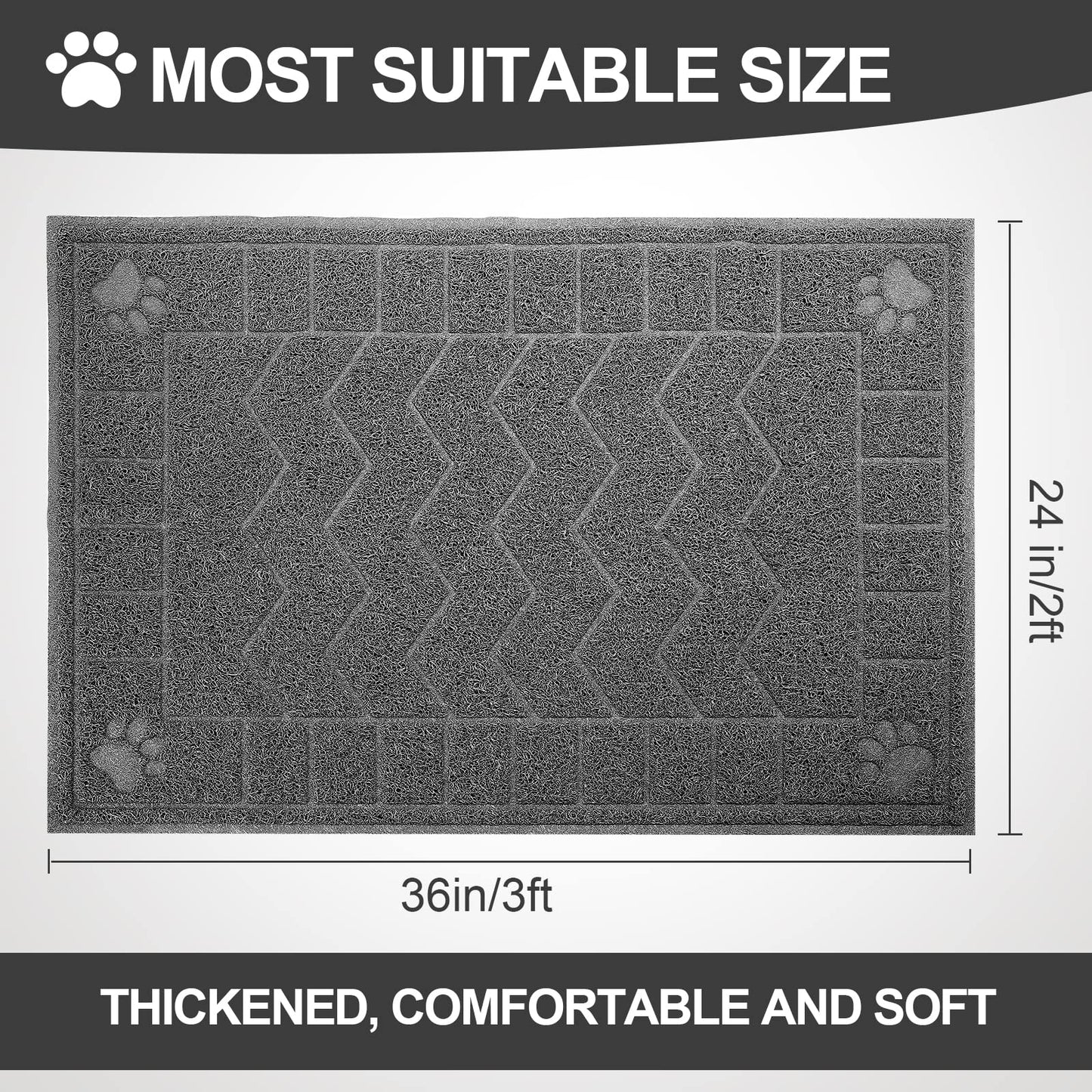 Motsamla Cat Litter Box Mat, 35" x 24" Large Kitty Litter Trapping Mat Keep Floor Clean, Litter Box Mat Scatter Control, Waterproof, Easy to Clean, Durable Large Size Litter Mats for Floor