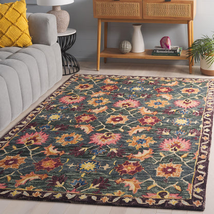 Safavieh Area Rug 8x10 - Aspen Collection - Large - Teal & Pink, Handmade Wool, Ideal for Living Room, Bedroom, Office, Dining Space (APN103J)