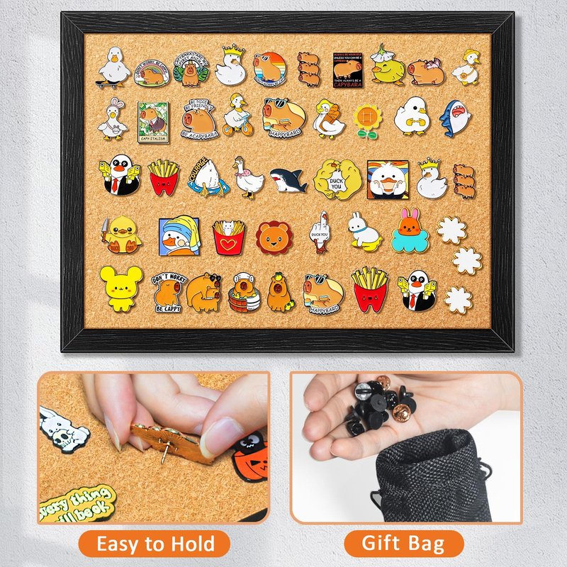 tutata Enamel Pin Display Board, 16'' x 12'' Pin Display Frame, Lapel Pin Holder, Wall Mounted Cork Board for Brooch Pin Storage