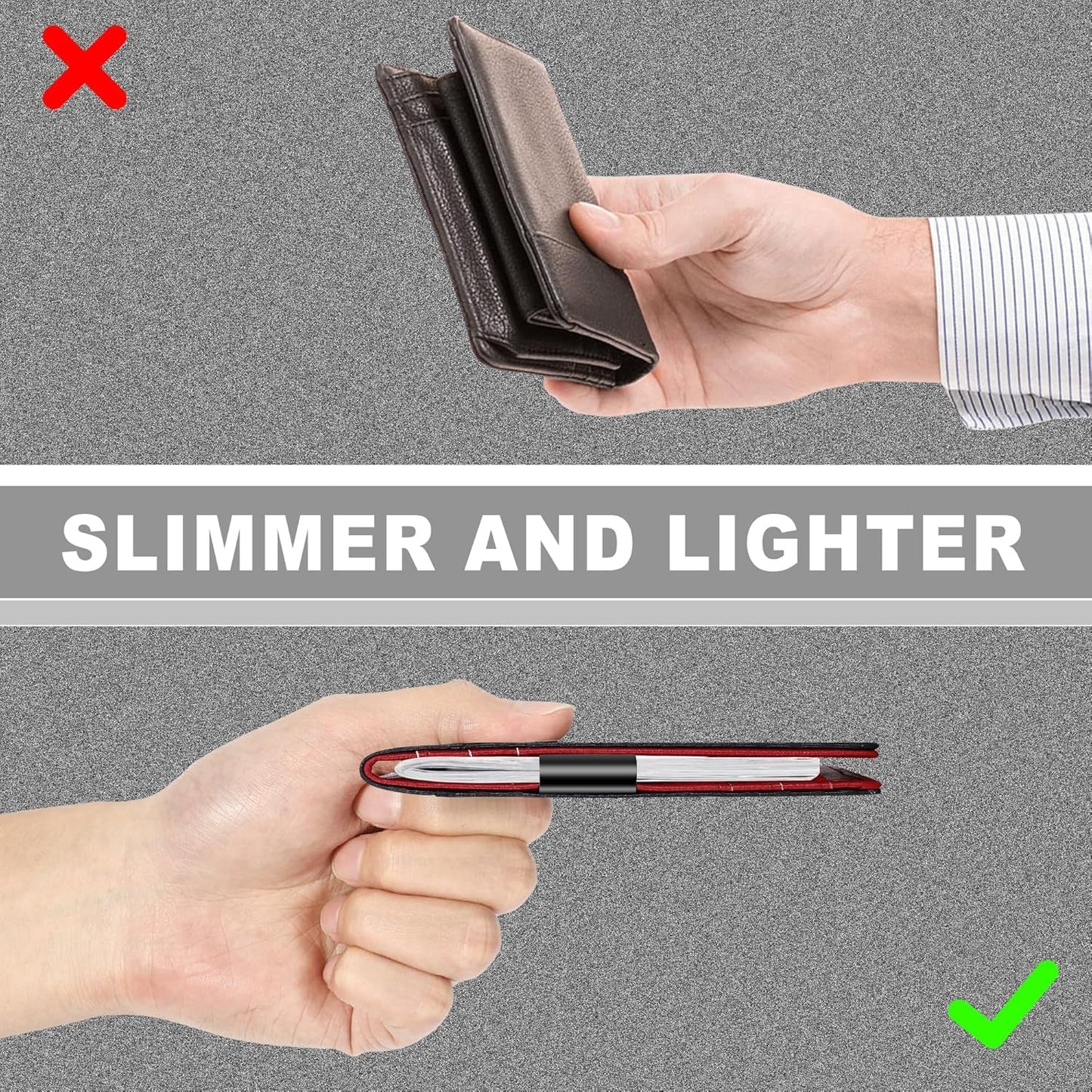 Define Essentials Carbon Fiber Minimalist Slim Bifold Wallet for Men - RFID Blocking, Money Clip, Genuine Leather - Stylish, Secure, and Functional (Carbon Black)