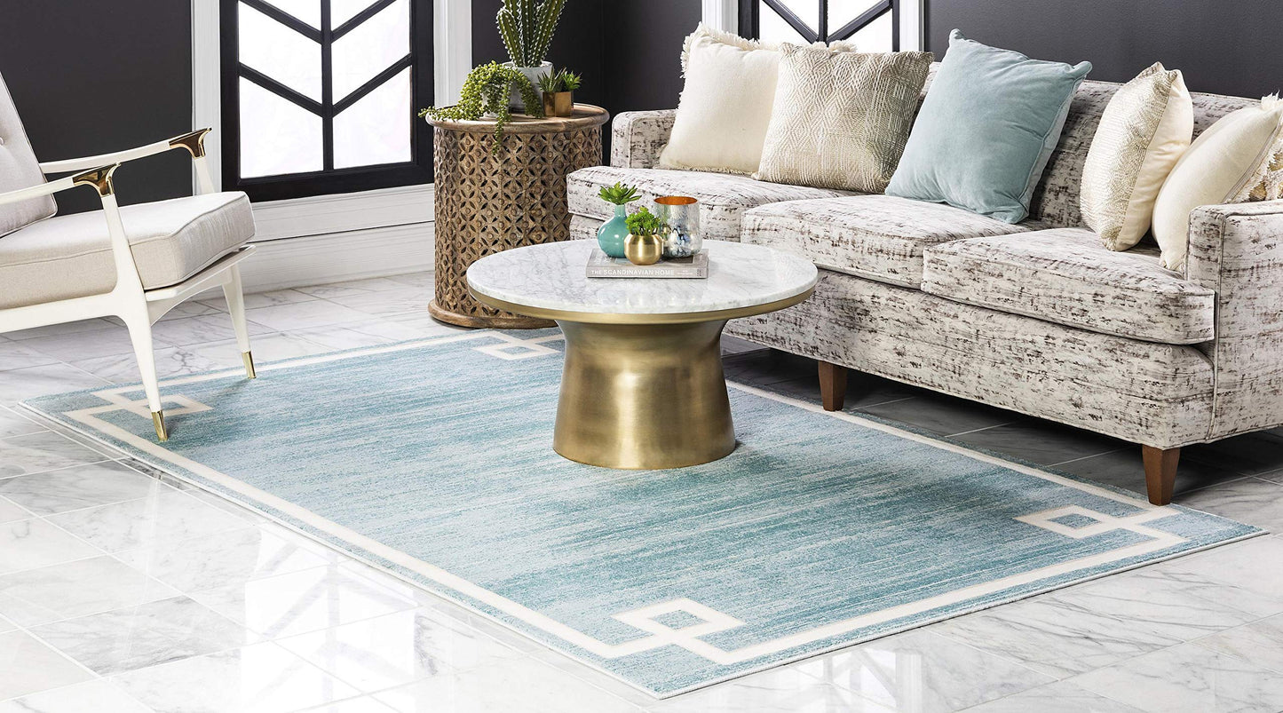 Unique Loom Jill Zarin Uptown Collection Area Rug - Lenox Hill (4' 1' x 6' 1' Rectangle, Turquoise/ Ivory)