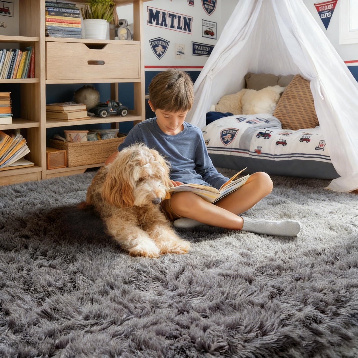 PAGISOFE 8x10 Living Room Rug Grey, Soft Large Rugs for Bedroom, Thick Shaggy Big Carpet, Plush Fur Kids Rugs for Playroom, Fuzzy Modern Area Rug for Classroom, Home Decor, Shag Indoor Fluffy Rug