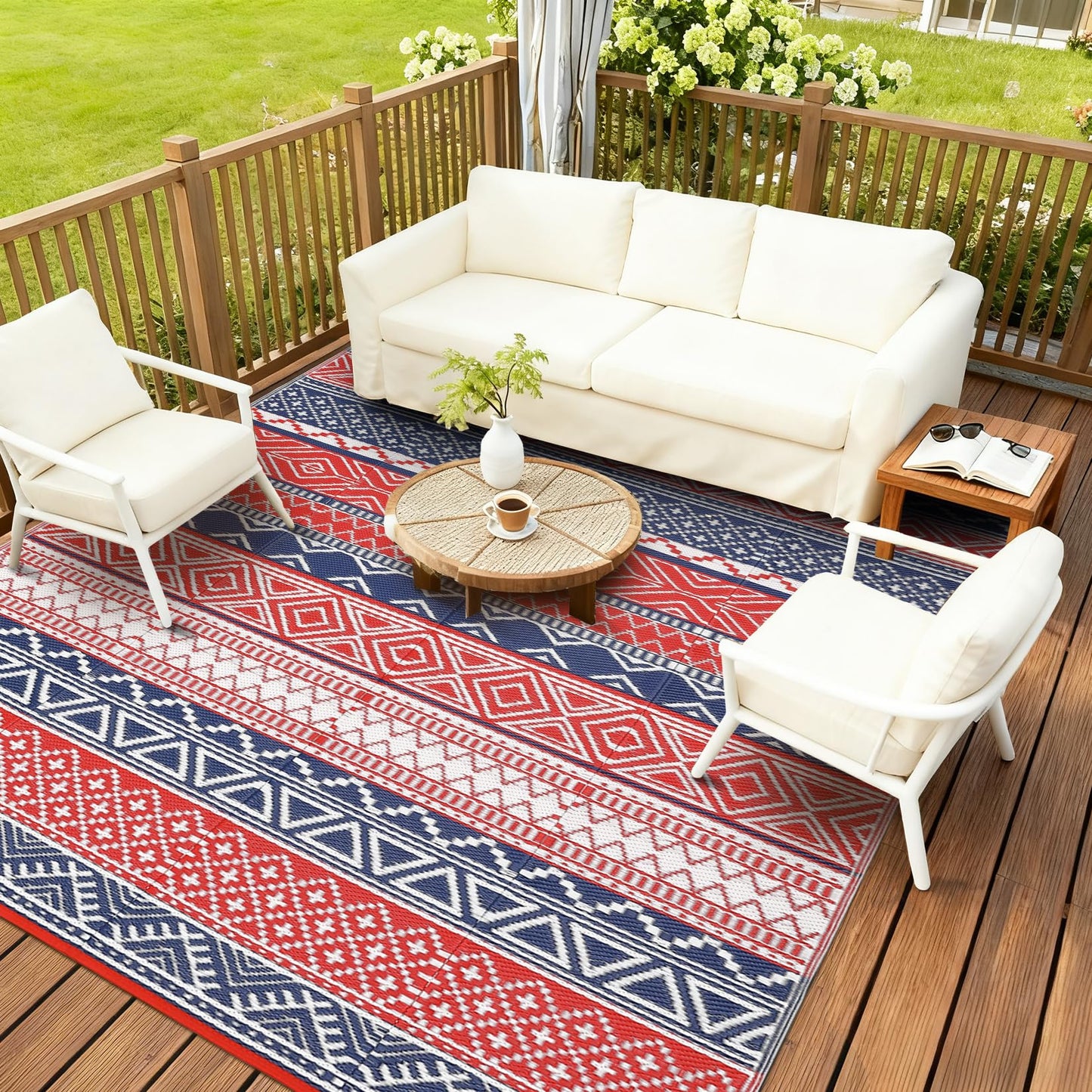 Garvee Outdoor Rug,Outdoor Plastic Straw Rug,Outdoor Rugs 8x10 for Patios Clearance Waterproof Patio Rug, Camping Rugs for Outside Rv,Grey Recyclable Woven Rugs for Yard, Deck