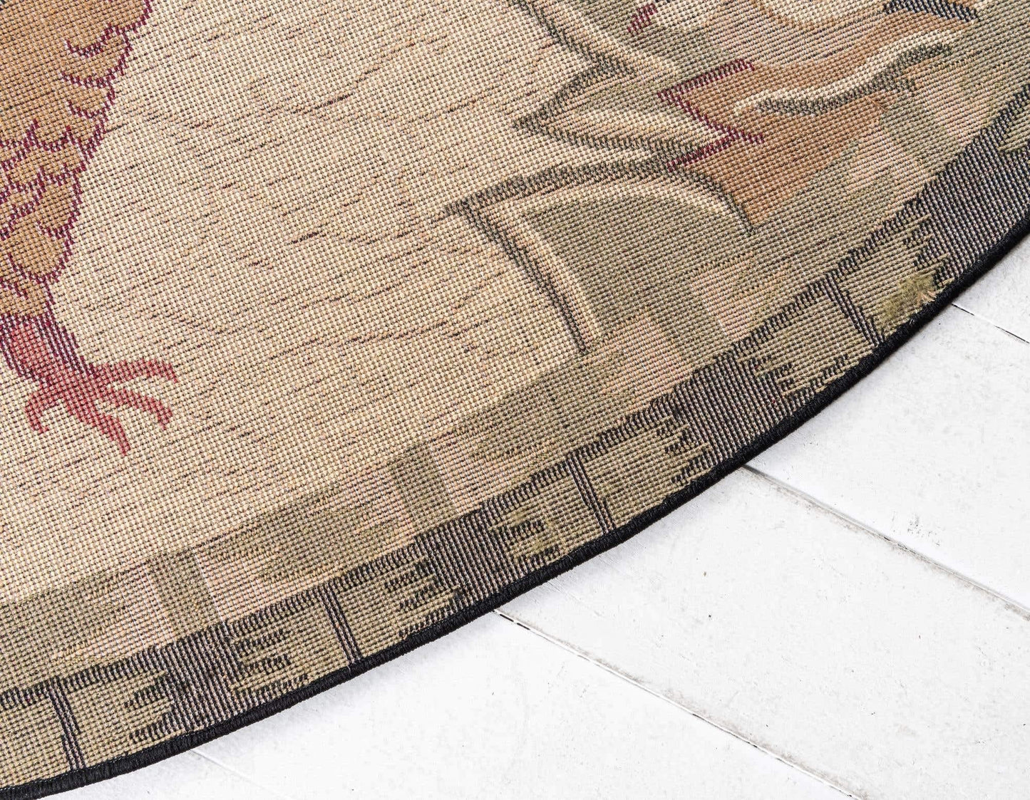 Unique Loom Barnyard Collection Area Rug - Farm (5' 3" Round, Cream/ Black)