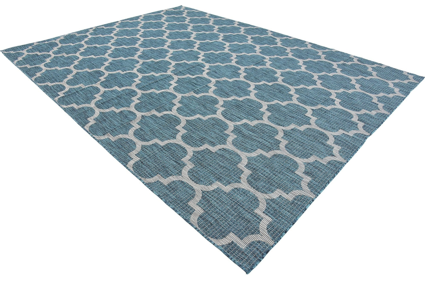 Unique Loom Outdoor Trellis Collection Area Rug (9' x 12' Rectangle, Teal/ Gray)
