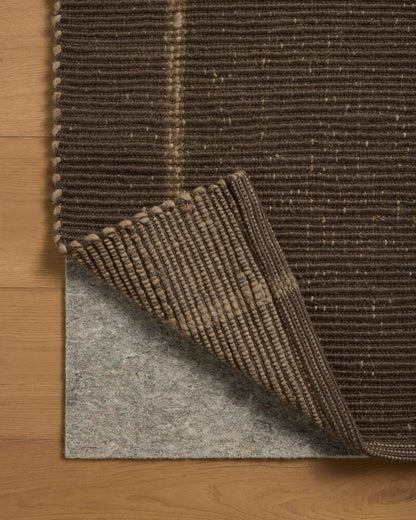 Loloi Leanne Ford Weatherstaff Collection WTS-01 Espresso/Natural 2'-6" x 7'-6" Runner Rug Jute, Striped, Neutral, Hallway, Kitchen, Mudroom, and Bathroom