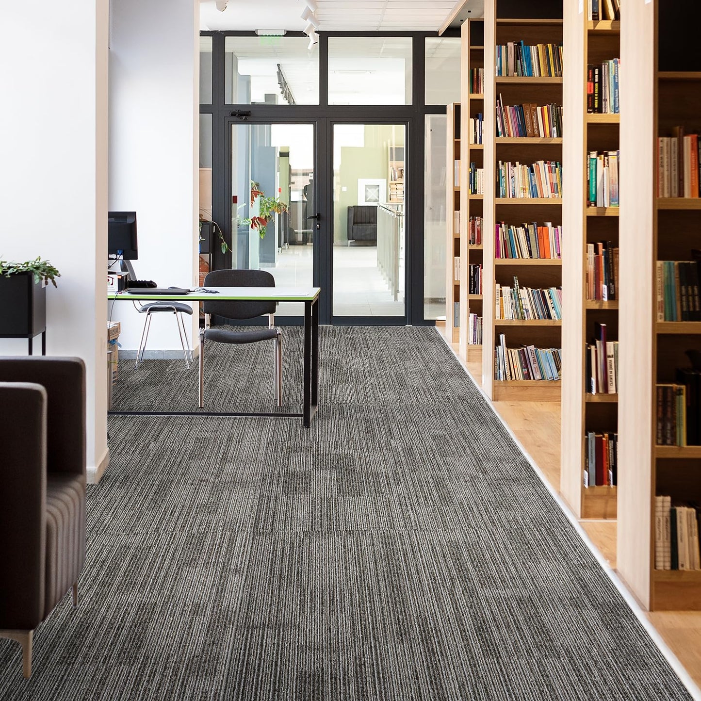 uyoyous 24 Pcs Commercial Carpet Tiles, 20'' x 20'' Twill Jacquard Carpet Squares with Non-Slip Backing, 64.58 Sq Ft Reusable Carpet Floor Tiles with Stickers for Home Office