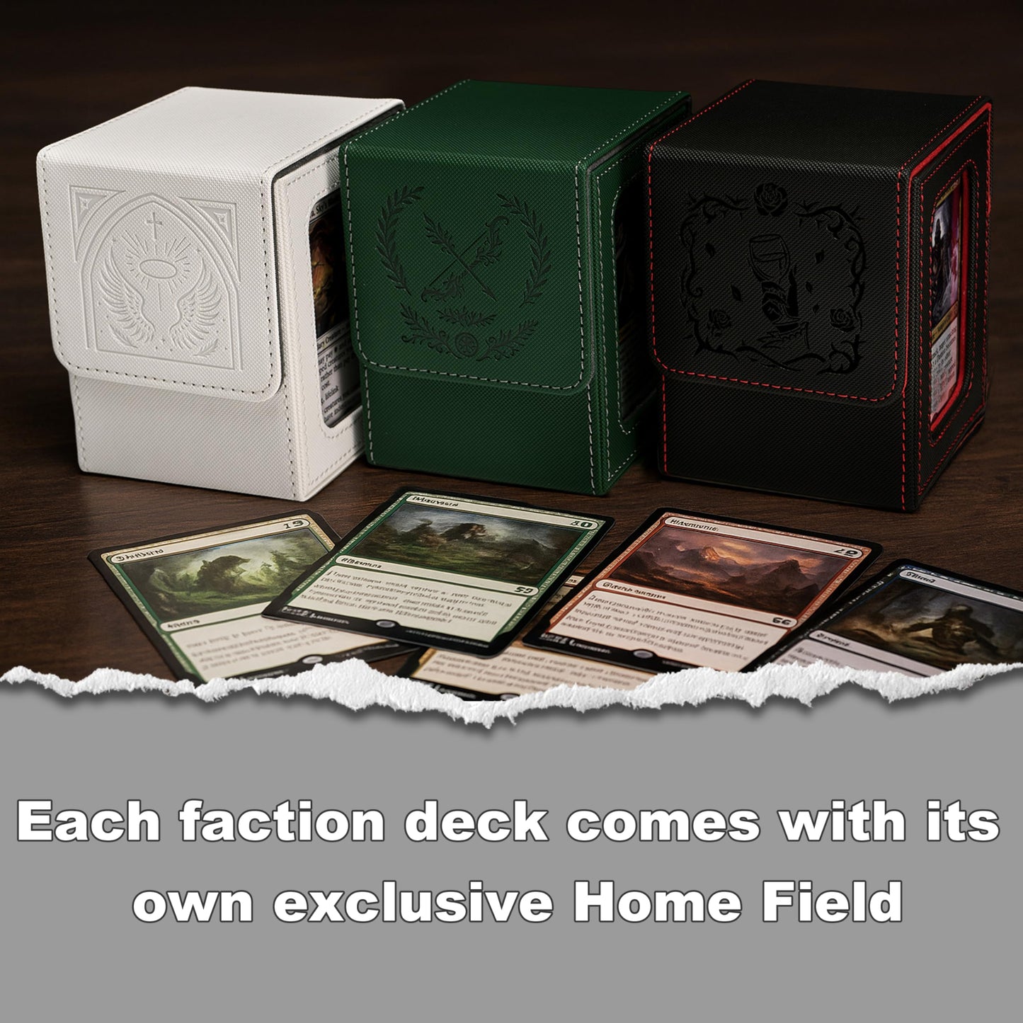 Venssu MTG Deck Box with Commander Display, Vampire Card Deck Case Fits 100 Double Sleeved Cards, TCG Card Storage Box with 2 Dividers and 1 Toploader (Black and Red)