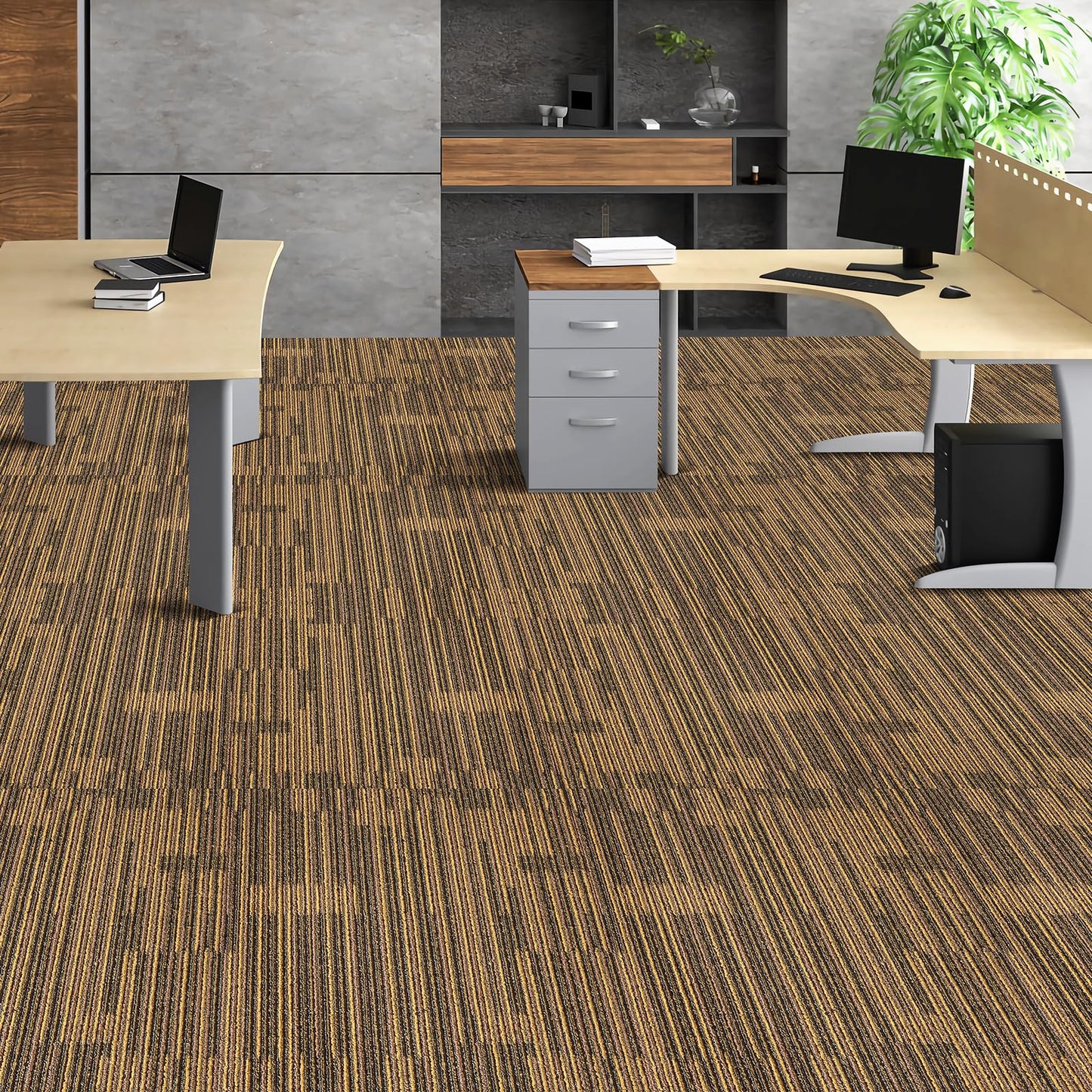 VEVOR Carpet Tiles Reusable, 20"x 20" Carpet Squares with Padding Attached, Soft Padded Carpet Tiles, Easy Install DIY for Bedroom Living Room Indoor Outdoor (16 Tiles, Mixed Brown)