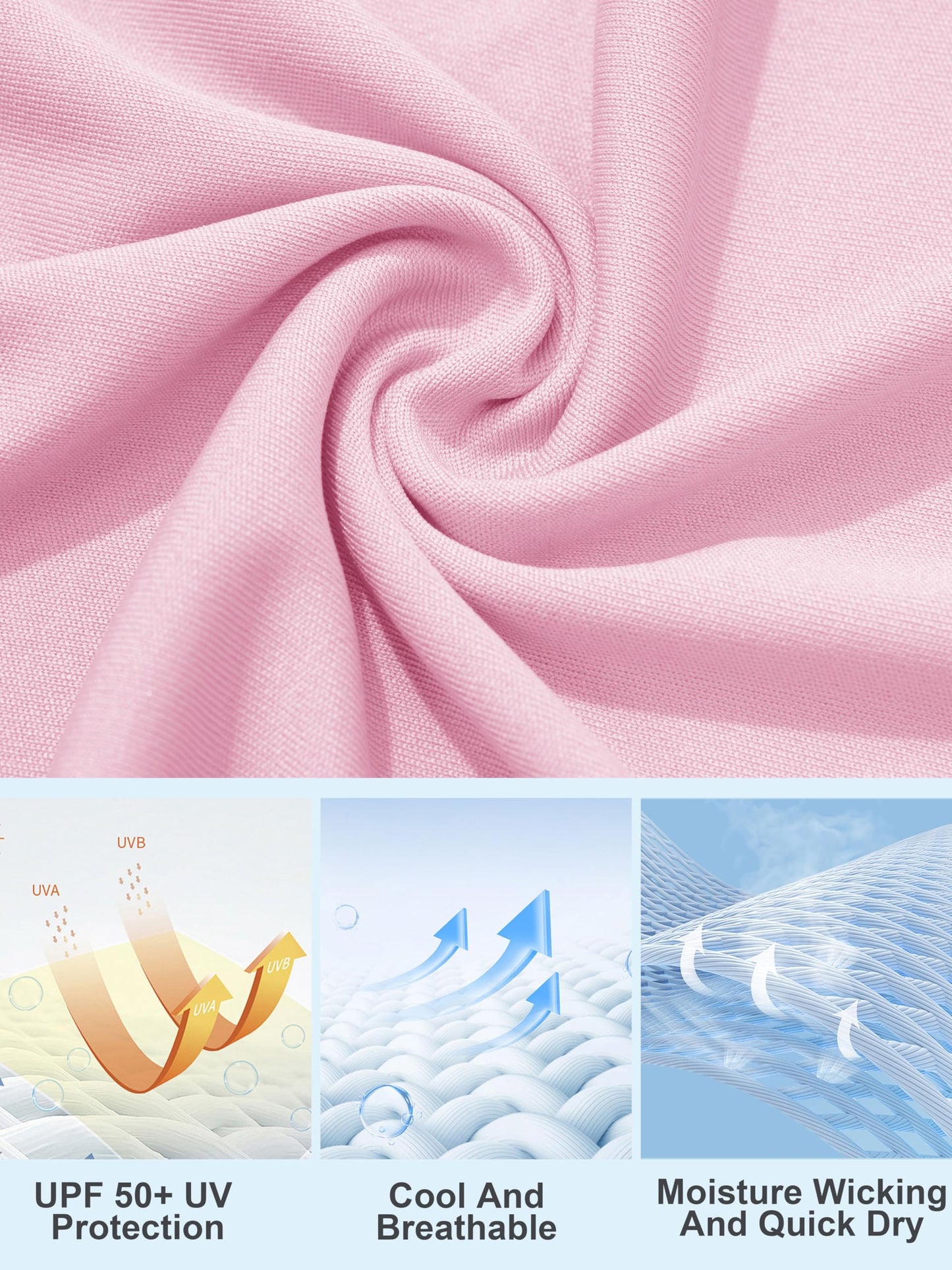 MAGCOMSEN Hiking Shirts for Women SPF Swim Shirts for Women Long Sleeve Shirts Running Shirts for Women UV Protection Fishing Shirts Womens Rashguard Light Pink