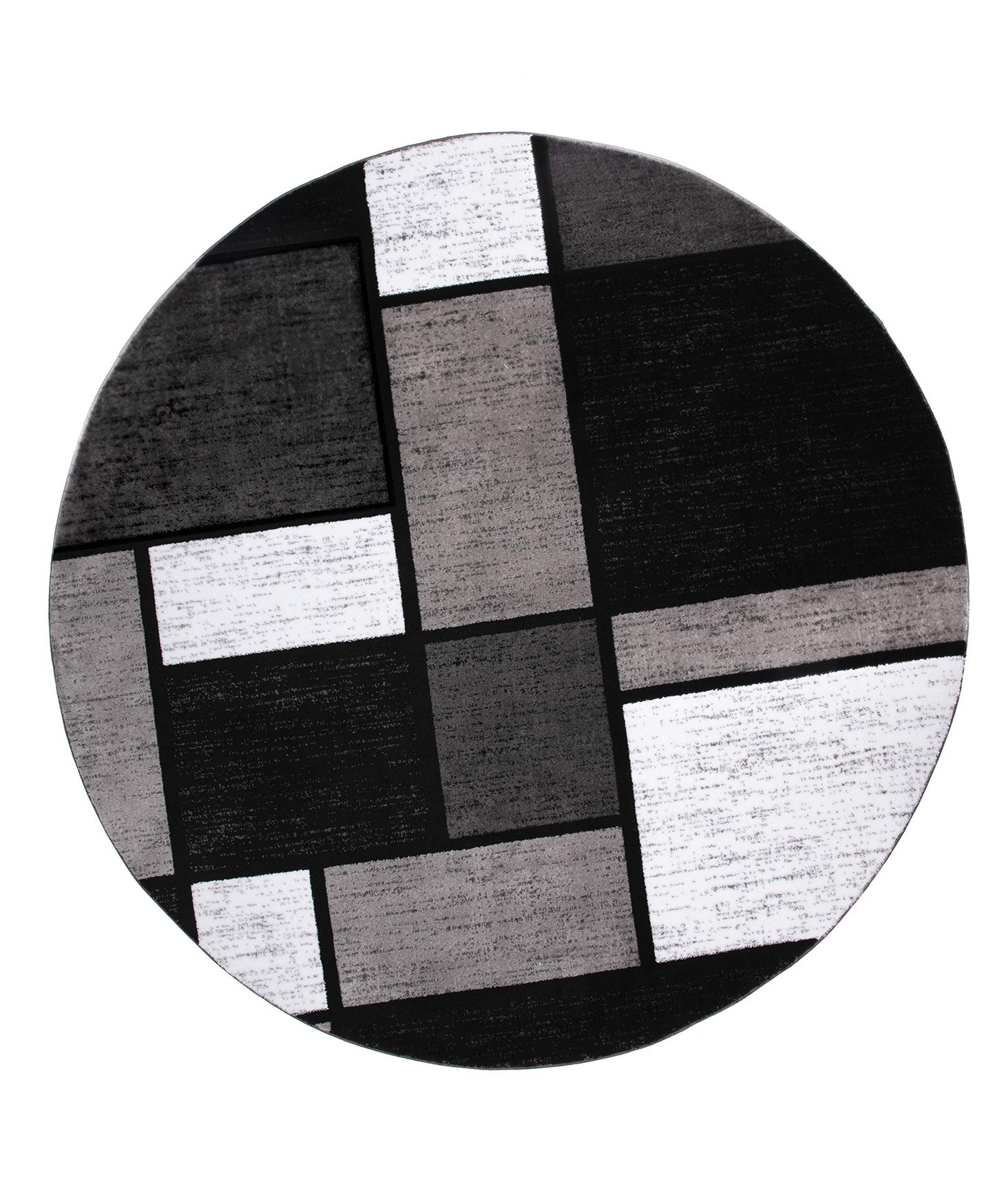 Rugshop Contemporary Modern Boxes for Home Office,Living Room,Bedroom,Kitchen Non Shedding Area Rug 6' 6" Gray (6' 6" Diameter)