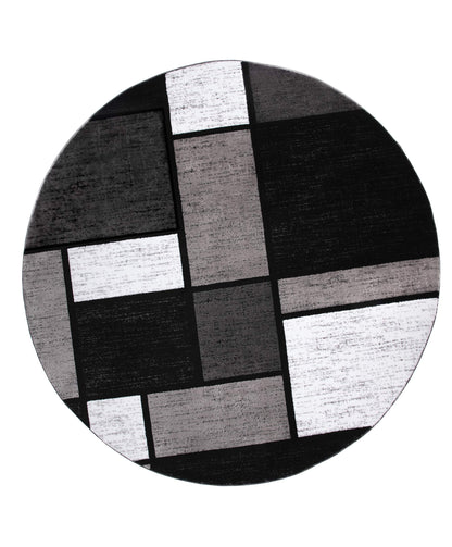 Rugshop Contemporary Modern Boxes for Home Office,Living Room,Bedroom,Kitchen Non Shedding Area Rug 6' 6" Gray (6' 6" Diameter)