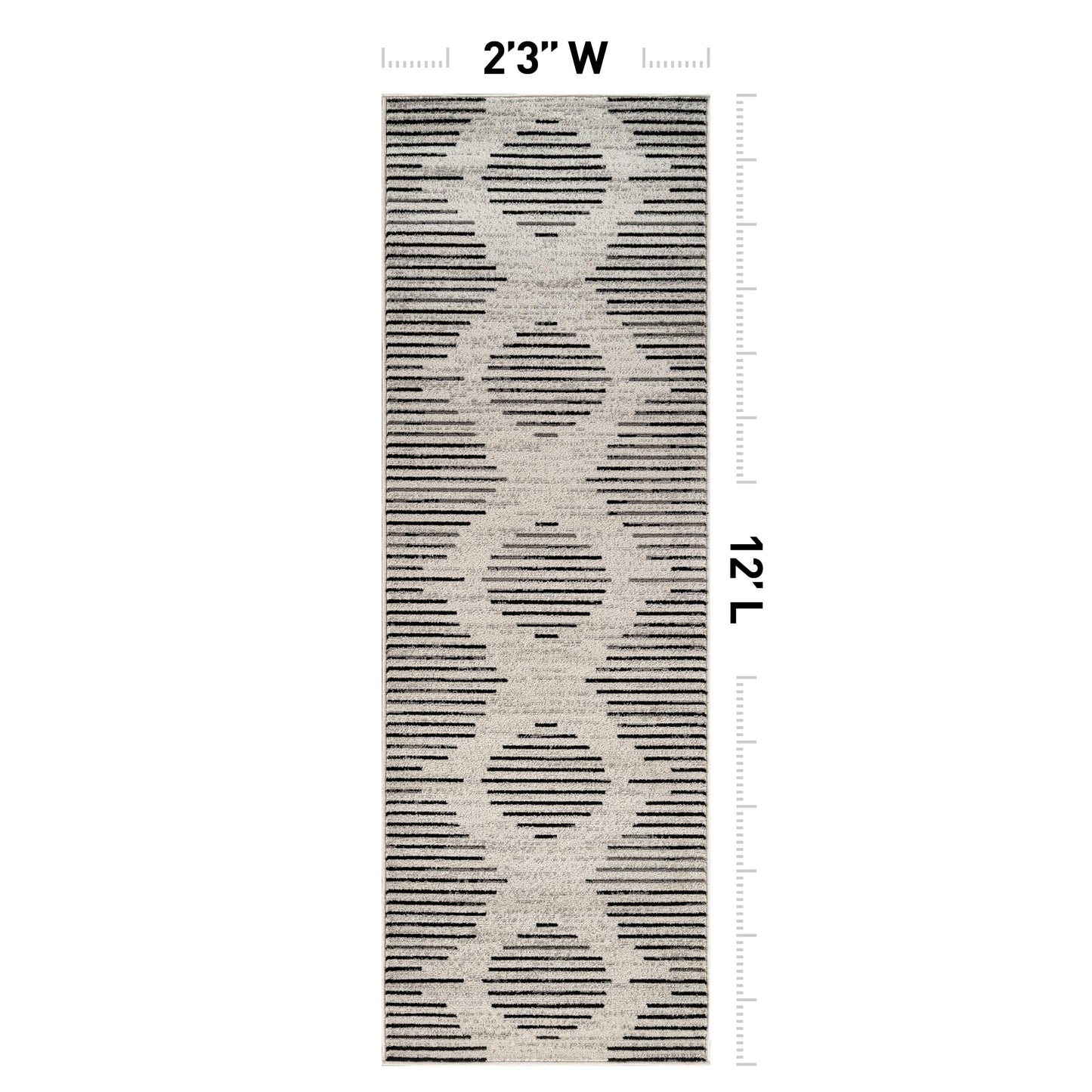 Rugshop Contemporary Abstract Indoor Runner Rug for Hallway,Entryway,Kitchen Rug Low Pile Rug with Jute Backing 2' 3" x 12' Cream