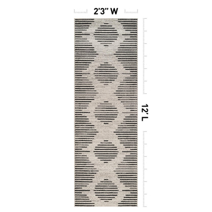 Rugshop Contemporary Abstract Indoor Runner Rug for Hallway,Entryway,Kitchen Rug Low Pile Rug with Jute Backing 2' 3" x 12' Cream