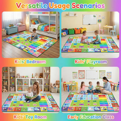Wiero Kids Rug - 3x5 Feet ABC Rug for Playroom Nursery Educational Area Rugs with Alphabet Numbers Shapes Animals Children Play Mat for Bedroom Classroom Floor Decor