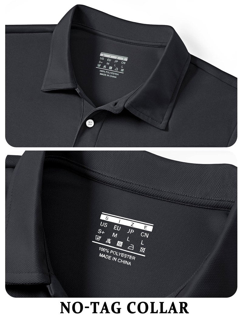 TACVASEN Mens Golf Shirt Dry Fit Mens Polo Shirts Short Sleeve Performance Golf Polos for Men with Collar Work Shirts Black, L