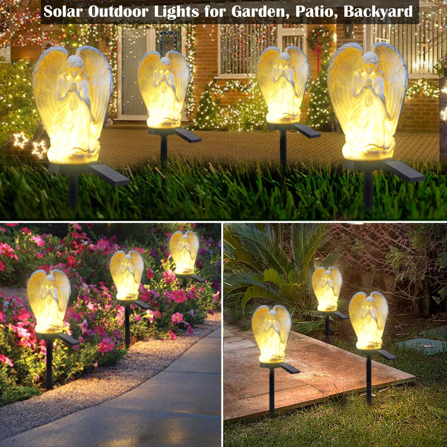 SunKite Angel Garden Solar LED Light Outdoor Waterproof Decorative Stake Lights for Yard Patio Pathway Lawn Ornaments Garden Decor Christian Christmas Decorations Gifts