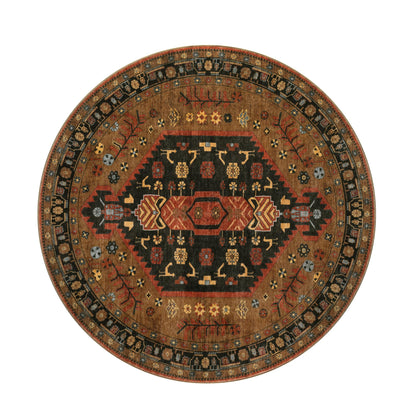 Ciicool 8ft Round Area Rug for Living Room, Soft Circle Carpet Washable Rugs Non Slip with Rubber Backing, Oriental Large Mat for Bedroom Kitchen Nursery Dining Room